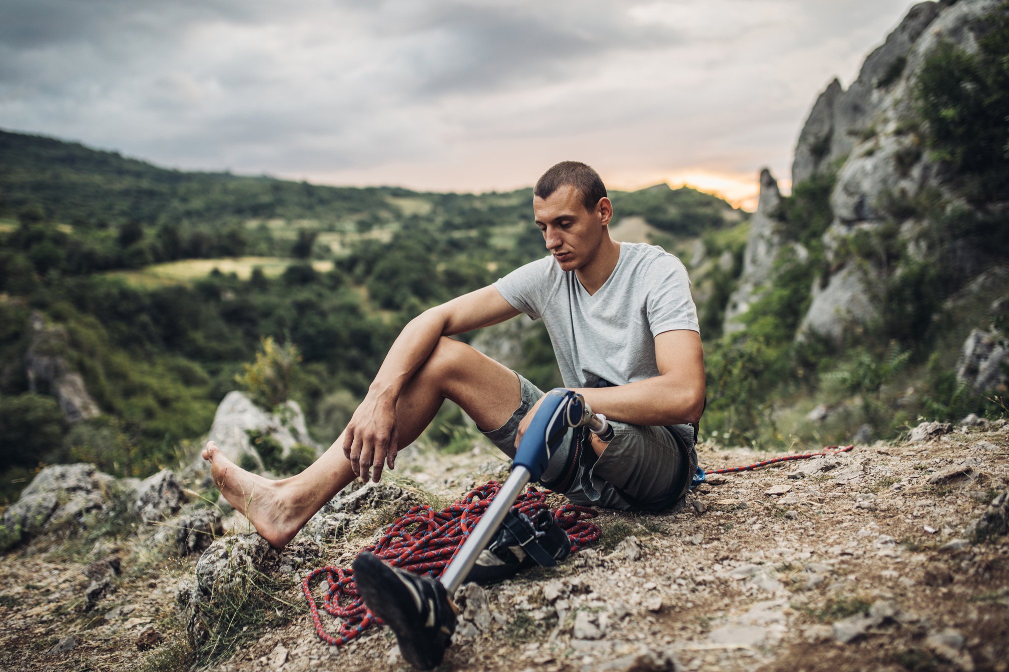 Disability man in nature